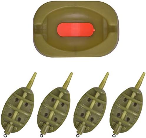Carp Fishing Method Feeder Set 4 Inline Method Feeders with 1 Quick Release Carp Fishing Equipment Tackle for Baits Holder Tool by SILANON