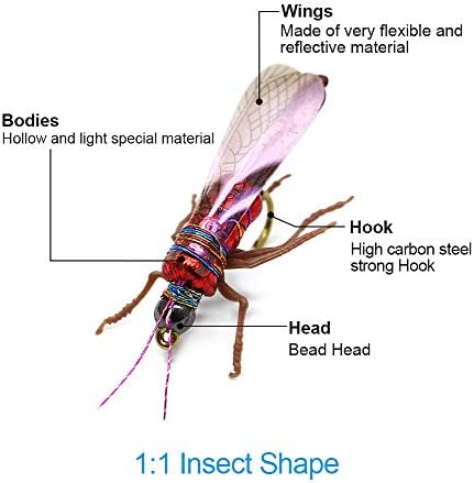 YZD Fly Fishing Flies Realistic Dry Wet Nymph Trout Flies Hand Tie Lures Kits 12/26/48 Pcs… - Image 4