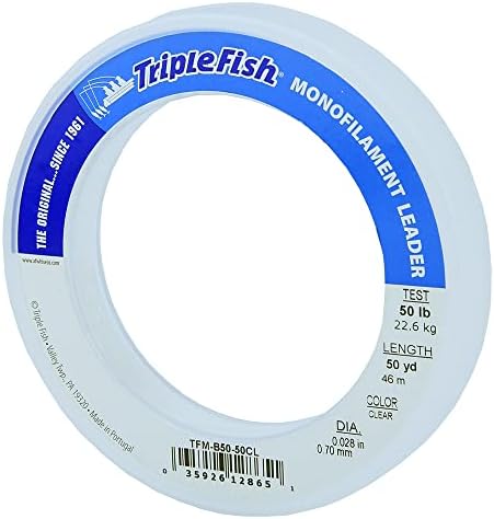 Triple Fish Monofilament Fishing Leader - Clear, Camo Strong Tough Leader Material for Big Game Fishing, Up to 400lb Test by TripleFish