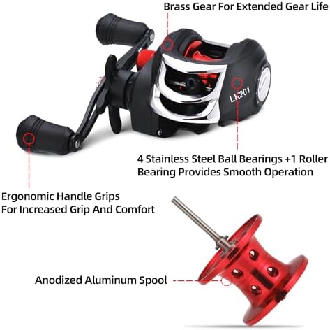 Kilitn Fishing Rod and Reel Combo, Baitcasting Combo Baitcast Reel 5 Foot Durable Fiberglass Telescopic Rod with Fishing Line Full Kits Comfortable Handle - Image 5