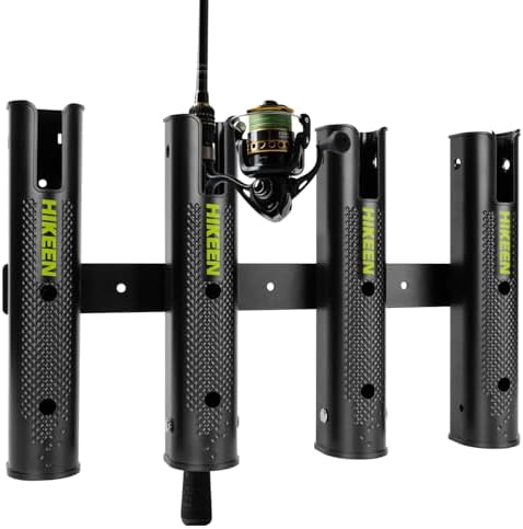 Hikeen Adjustable Fishing Rod Holder, 4 Tube Fishing Pole Holders Wall-Mounted Rod Rack for Boat Kayak Golf Cart Garage Crate Cooler Wagon RV by Hikeen