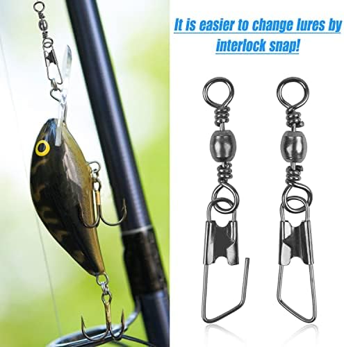 AGOOL Fishing Swivels Snaps, 60/120pcs Barrel Swivel Safety Snaps Stainless Steel Swivels Fishing Tackle Lure Leader Line Connector High Strength for Saltwater Freshwater - Image 5