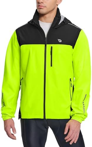baleaf Men's Rain Jacket Waterproof Hood Lightweight Reflective Packable by baleaf