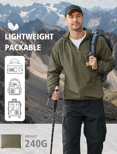 COOFANDY Men's Light Rain Jacket Packable Waterproof Raincoat Windbreaker - Image 2