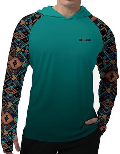 Men's UPF 50+ Sun Protection Hoodie, Long Sleeve Fishing Shirt by WELIGU