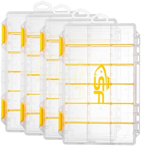 SF Tackle Box 3600 Plastic Tackle Trays Fishing Tackle Box Storage Organizer with Removable Dividers 4 Packs Lure Terminal Storage by SUNSHINEFISHING