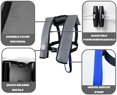 Automatic Inflatable Life Jacket|Life Vest for Adults|PFD Low Profile|Supports up to 330 lbs(YSH700) - Image 2