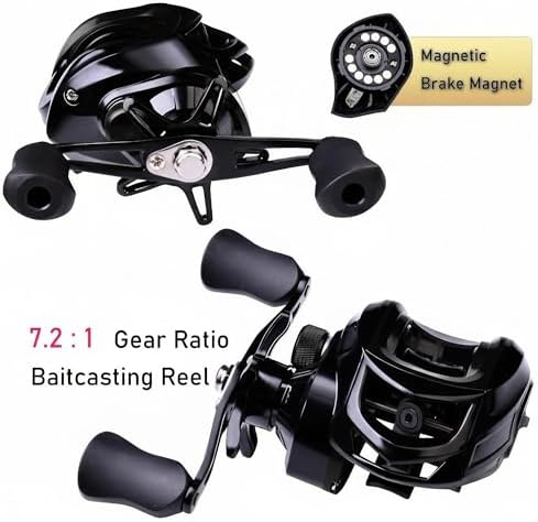 Metal + Nylon Baitcasting Reel - 7.2:1 High-Speed, Metal Spool, Dual Magnetic Brake, 8kg Drag, Long-Casting Anti-Backlash Lure Reel for Bass & Multi-Species Fishing - Image 2