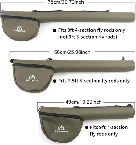 M MAXIMUMCATCH Maxcatch Fly Fishing Rod Case with Reel Pouch, Complete Protection Bag, For 9FT 2/4 Pieces Rod, Single (Green, 9' 4sec) - Image 3