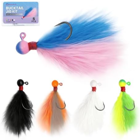 Natufish Crappie Jigs 5Pcs Hand Tied Marabou Jigs for Freshwater Fishing by Natufish