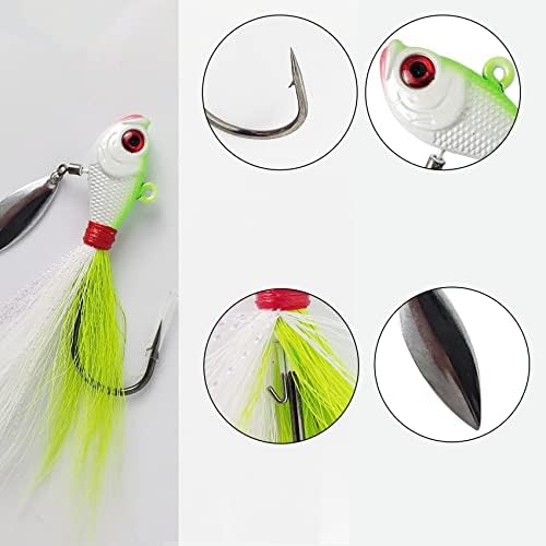 4pcs Fishing Bucktails Jig with Spin Saltwater Hair Jigs Wire Bait Keeper Surf Fishing Lures for Bass Fishing - Image 2