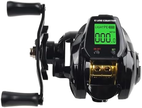 FABULETTA Digital Baitcasting Reel with 7.2:1 Gear Ratio, Electric Line Counter and Depth Positioning, Bite Alarm Fishing Reel, Rechargeable Battery Powered, Left or by Fabuletta