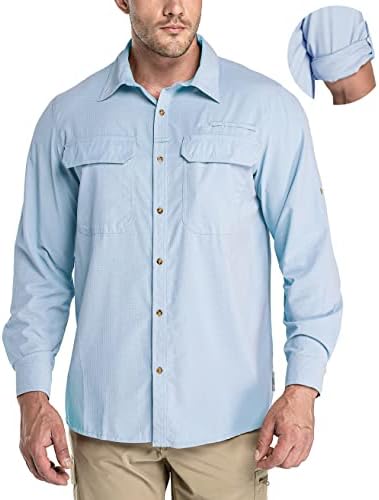 33,000ft Men's Long Sleeve Sun Protection Shirt UPF 50+ UV Quick Dry Cooling Fishing Shirts for Travel Safari Camping Hiking by 33000ft