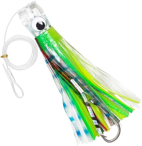 Saltwater Fishing Lures 6/9inch Trolling Lures for Marlin Mahi Tuna Dolphin Shark Big Game Deep Sea Fishing Baits Squid Skirts Rigged Hooks Ocean Gear Tackle by OROOTL