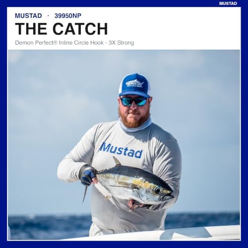 Mustad Demon Perfect Inline Circle Hook 39954NP - 1X Fine Fishing Hooks, Up Eye, Ideal for Saltwater and Freshwater Species, Original Patented Circle Hook Design, Inline Hooks - Image 4
