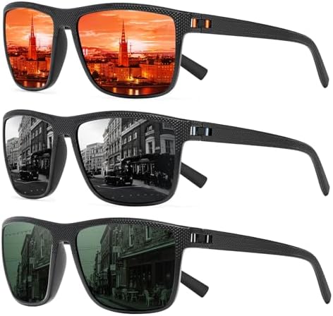 Square Polarized Sunglasses for Men and Women Lightweight Frame Sun Glasses with UV Protection by TURBOPEP