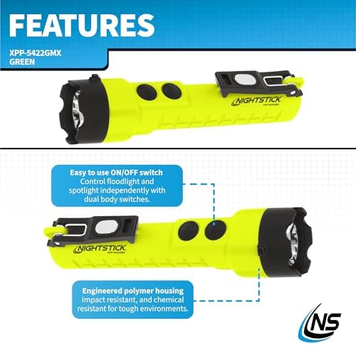 Nightstick XPP-5422GMX X-Series Intrinsically Safe Dual-Light Flashlight with Dual Magnets, Green/Black - Image 4