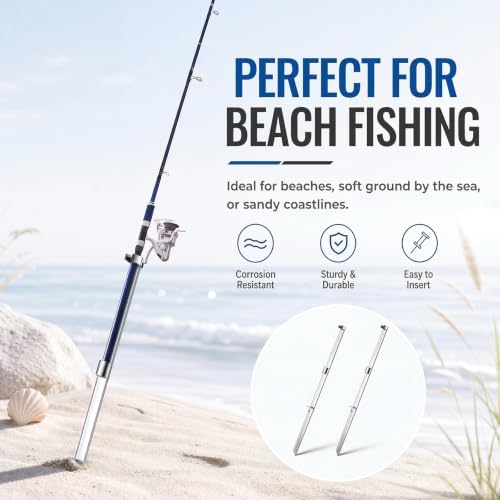 DoubleFill 2 Pack 4 ft Aluminum Open Face Sand Spikes for Surf Fishing - Image 4