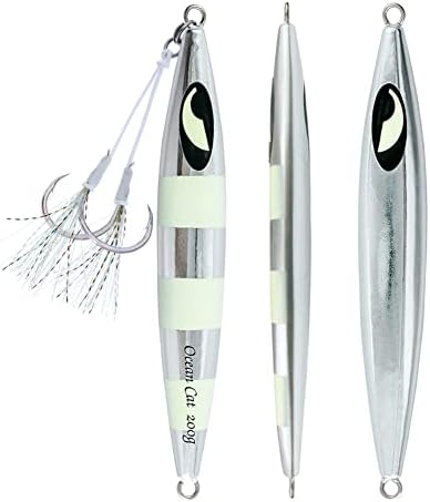 OCEAN CAT Lead Metal Flat Slow Fall Pitch Fishing Jigs Lures Sinking Vertical Jigging Bait with Butterfly Hook for Saltwater Fishing by OCEANCAT