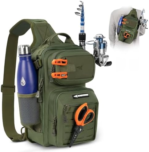 KastKing Blowbak Fishing Sling Bag, Fishing Backpack with Rod Holder by KastKing
