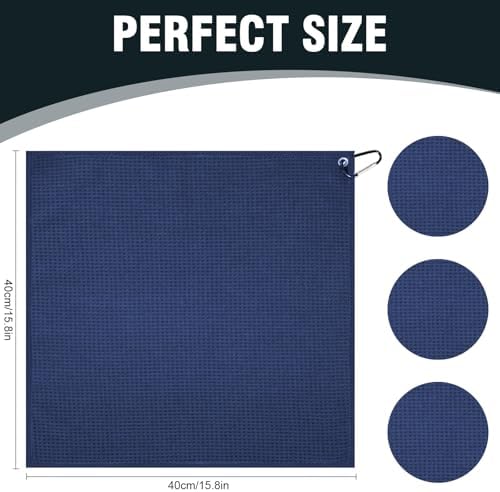 Puomue 3 Pack Microfiber Fishing Towels with Clip, 16" x 16", Waffle Pattern for Effective Cleaning of Fishing Gears or Dirty Hands, Perfect for Camping Towels and Hiking Towles (Blue, 16"x16") - Image 2
