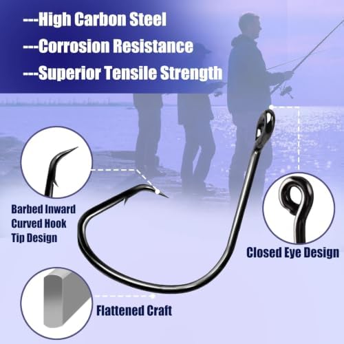 Natufish Circle Hooks Live Bait Hooks Offset Design 50/100Pcs Saltwater - Image 2