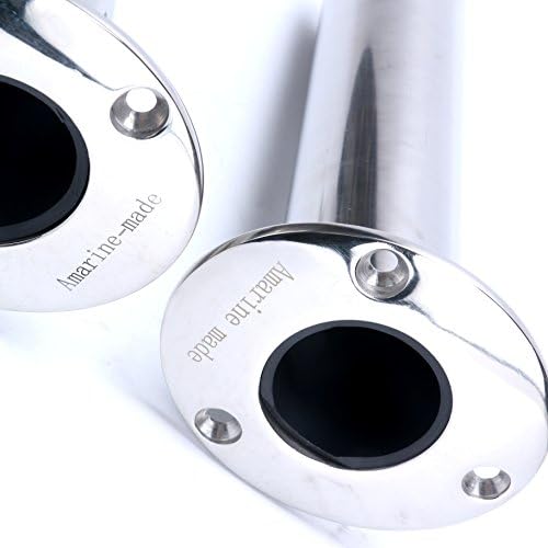 (Set of 2) Amarine-Made Heavy Duty Stainless Steel 316 Deluxe Rod Holders with Drain, Flush Mount Fishing Rod Pole Holders, 90 Degree - Image 6