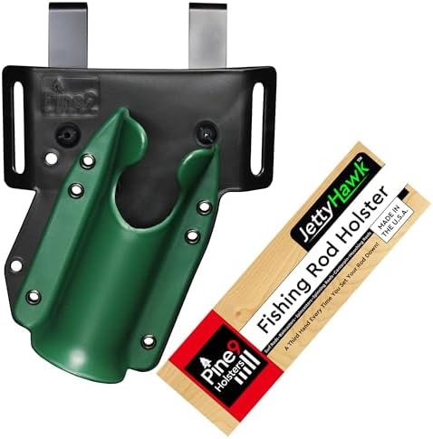 JettyHawk Fishing Rod Hip Holster, Hands-Free Quick-Draw Holder, Fits 1.5-2" Pole, for Spinning, Baitcaster, Centerpin & Surf Rods, Wading & MOLLE Belts by Pine9Holsters