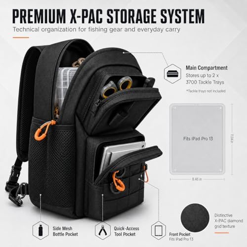 X-PAC Fishing Sling Bag, Waterproof Tackle Pack with Rod Holder for Men - Image 4