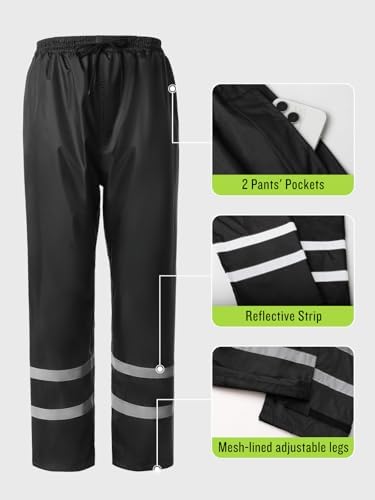 Men's Rain Suit High Visibility Reflective Work Rain Jacket Pants for All Sport Farm Fishing Motorcycle - Image 6
