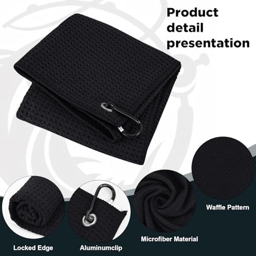 Puomue 3 Pack Microfiber Fishing Towels with Clip, 16" x 16", Waffle Pattern for Effective Cleaning of Fishing Gears or Dirty Hands, Perfect for Camping Towels and Hiking Towles (Black, 16"x16") - Image 6