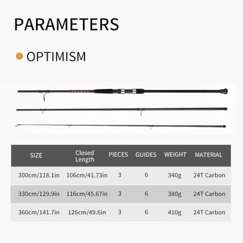 ROOBLINOS Optimism Surf Fishing Rod,10ft, 11 ft, 12ft Carp Fishing Pole, 27T Carbon Fiber Spinning Surf Rod, 3-Piece Portable Saltwater Beach Shore Casting Rod for Big Game Fishing - Image 6