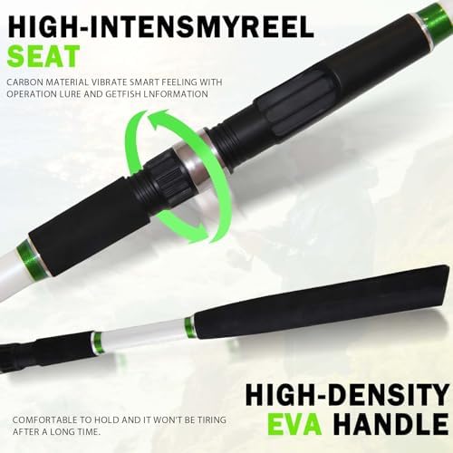 Medium Heavy Spinning Fishing Rod, 7' & 7'6" Carbon Graphite & Fiberglass Composite Rod, EVA Split Grip, Boat Rod for Bass, Trout, Catfish, Walleye, Saltwater & Freshwater Fishing - Image 5