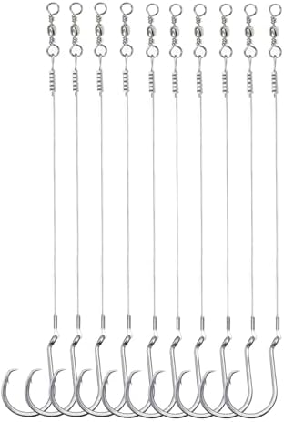 Saltwater Steel Circle Hook Rigs,Octopus Offset Fishing Hooks Leader Wire for Catfish Bass by SEAOWLFISHING