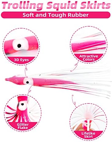 BLUEWING Trolling Squid Skirts Fishing Saltwater 2,3,5,8,12 Inch Octopus Lures 1pcs/5pcs - Image 2
