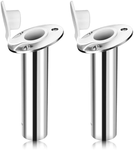 Fishing Rod Holder 2 Pack, 316 Stainless Steel 15/30/90 Degree Rod Holders for Fishing Boat, Flush Mount with Cap, Heavy Duty by Unknown