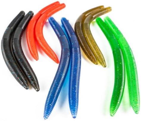 5" Stick Worms for Bass Fishing, Soft Plastic Wacky Worms, Durable Baits for Texas Carolina Rig, Freshwater Saltwater Lures by Unknown