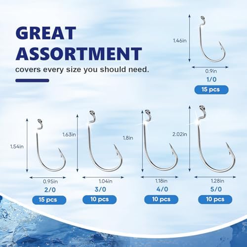 UCEC EWG Fishing Hooks, Offset Worm Hooks for Bass Fishing Hook Texas Rig - Image 6