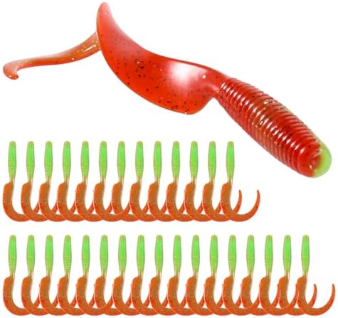 Curly Style Tail Worms Fishing Lures – Realistic Wavy Tail Soft Bait Grub Swimbaits for Saltwater & Freshwater Fishing, Available in 4 Inch & 6 Inch, Perfect for Bass, Trout, Crappie, & More by PROBITE