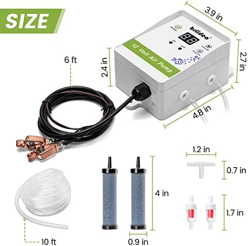 Aerator for Bait Bucket, Briidea 12 Volt Livewell Aerator Pump System with Timing Cycle Function, Dual Outlet, Designed for Use in Fresh and Salt Water to Keep Your Bait Fish Alive - Image 5