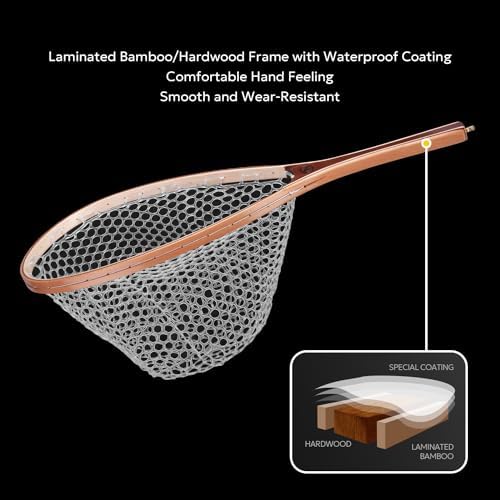 SF Fly Fishing Landing Net Soft Rubber Mesh Trout Net Catch and Release Net - Image 3