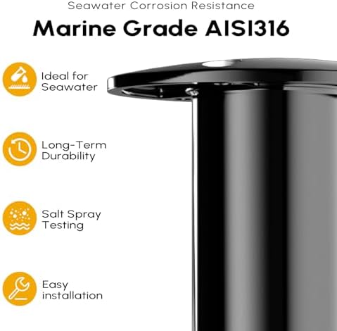 Fishing Rod Holder 2 Pack, 316 Stainless Steel 15/30/90 Degree Rod Holders for Fishing Boat, Flush Mount with Cap, Heavy Duty - Image 4
