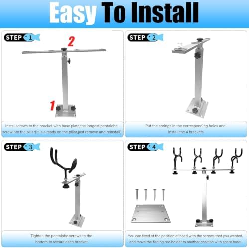 Aluminum Fishing Rod Holder for Boat, 360 Degree Rotation Adjustable Height - Image 4