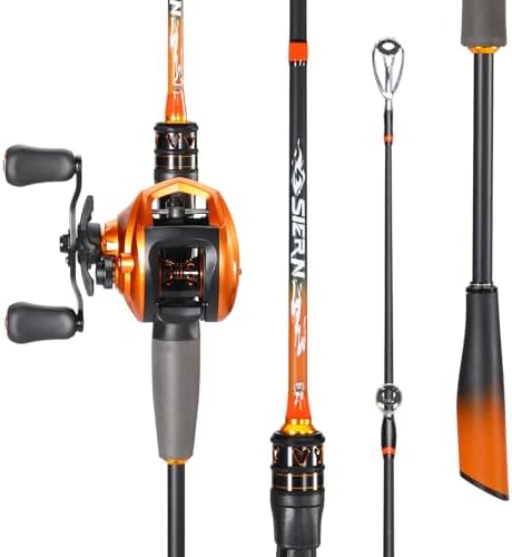 Sougayilang Baitcaster Combo – IM6 Graphite 2-Piece Rod, M/MH Power, Stainless Steel Guides, 6.3:1 Gear Ratio, 18LB Drag for Bass, Walleye, Catfish Travel Combo by Sougayilang