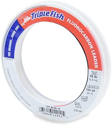 Triple Fish 100% Fluorocarbon Fishing Leader - Clear Invisible Strong and Heavy Duty Highly Abrasion Resistant, Fast Sinking Freshwater & Saltwater by TripleFish