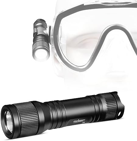 ORCATORCH D560 Mini Scuba Dive Light with 360° Rotatable Mask Clip, Black by ORCATORCH