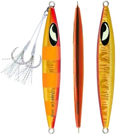 OCEAN CAT Lead Metal Flat Slow Fall Pitch Fishing Jigs Lures Sinking Vertical Jigging Bait with Butterfly Hook for Saltwater Fishing - Image 3