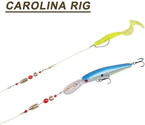 Carolina Rig for Bass Fishing Saltwater, 5pcs Brass Pre-Rigged Carolina Ready Rigs Fishing Weights Barrel Sinkers (1/4oz, 3/8oz, 1/2oz, 3/4oz, 1oz) - Image 6
