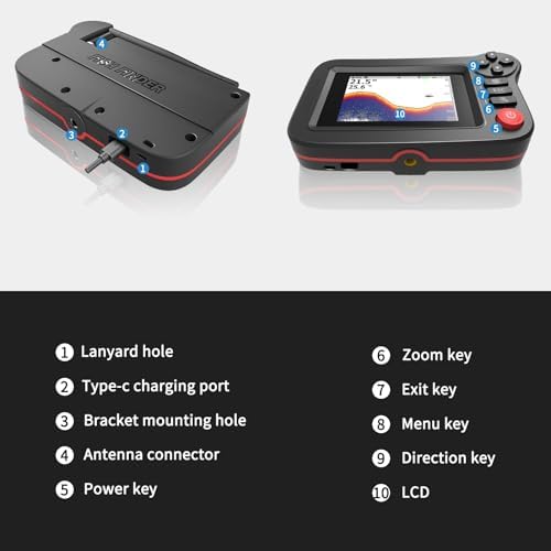 Handheld Fish Finder Portable Fishing Kayak Fishfinder Fish Depth Finder Fishing Gear with Sonar Transducer and LCD Display - Image 3