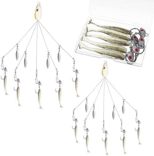 Lunmon 2 Pcs 5 Arms Umbrella Rig Fishing Lures for Bass Walleye by Lunmon